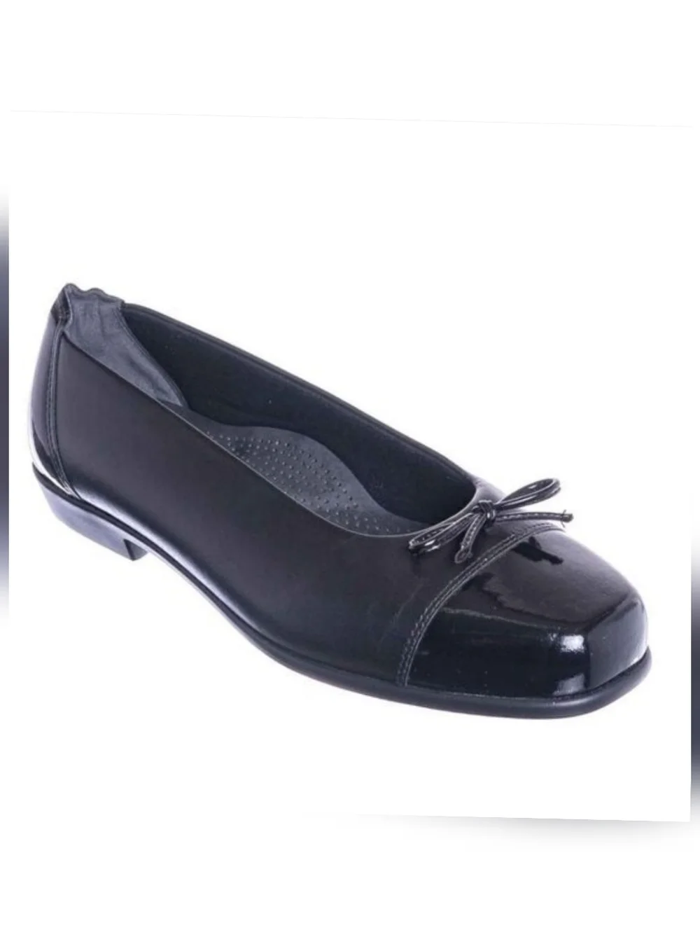 SAS Shoes Coco Black Leather Bow Vamp‎ Slip On Ballerina Flat Cap Toe Loafer 7.5